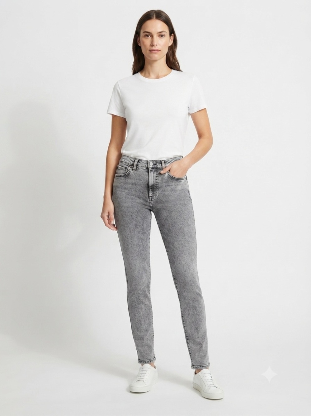 Gap Vintage Slim High Rise Jeans Women’s Size 29/8R Gray Acid Wash Stretch Denim